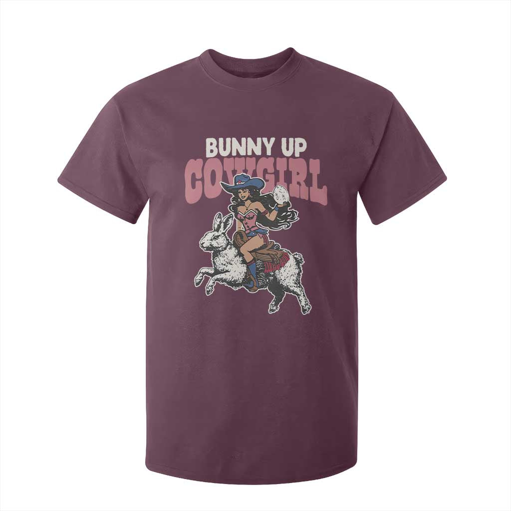 Funny Easter Day Western T Shirt For Kid Bunny Up Cowgirl Country Bunny TS11 Maroon Print Your Wear