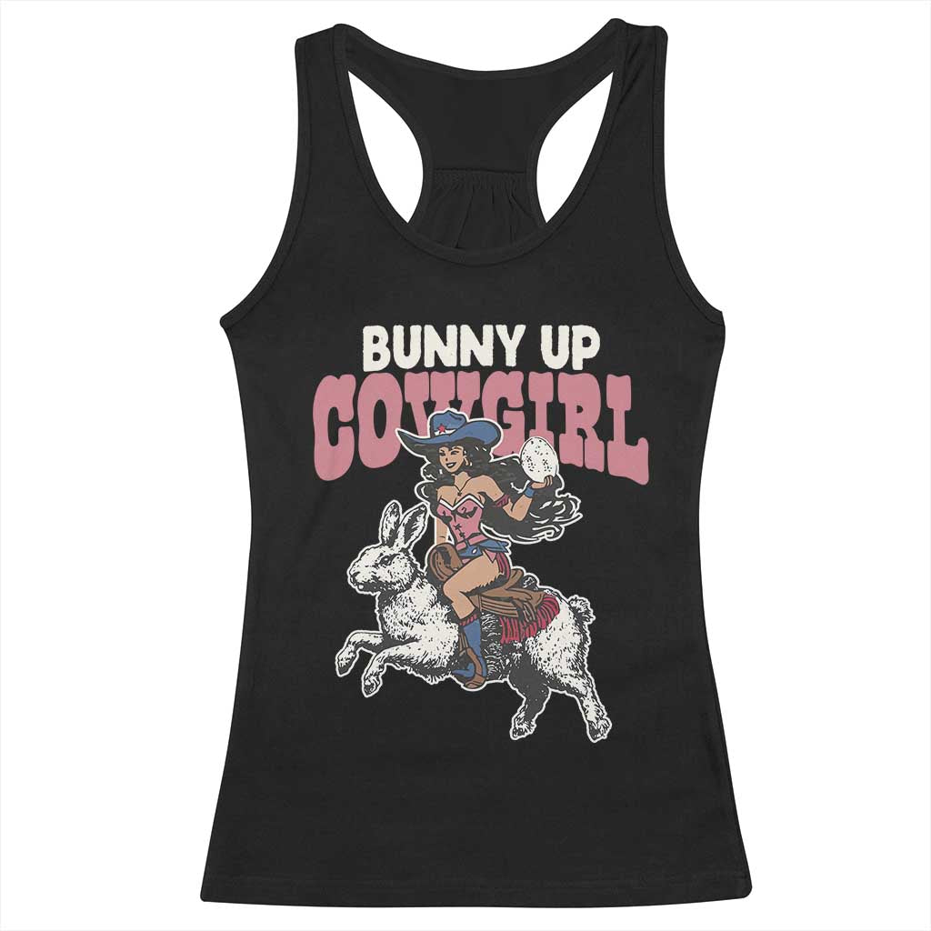 Funny Easter Day Western Racerback Tank Top Bunny Up Cowgirl Country Bunny TS11 Black Print Your Wear
