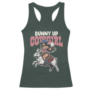 Funny Easter Day Western Racerback Tank Top Bunny Up Cowgirl Country Bunny TS11 Dark Forest Green Print Your Wear