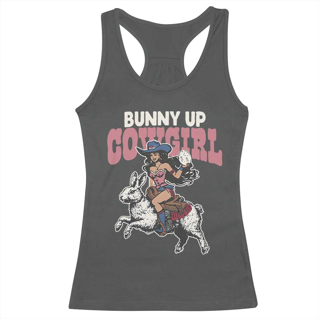 Funny Easter Day Western Racerback Tank Top Bunny Up Cowgirl Country Bunny TS11 Dark Heather Print Your Wear