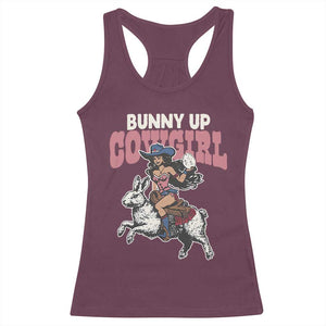 Funny Easter Day Western Racerback Tank Top Bunny Up Cowgirl Country Bunny TS11 Maroon Print Your Wear