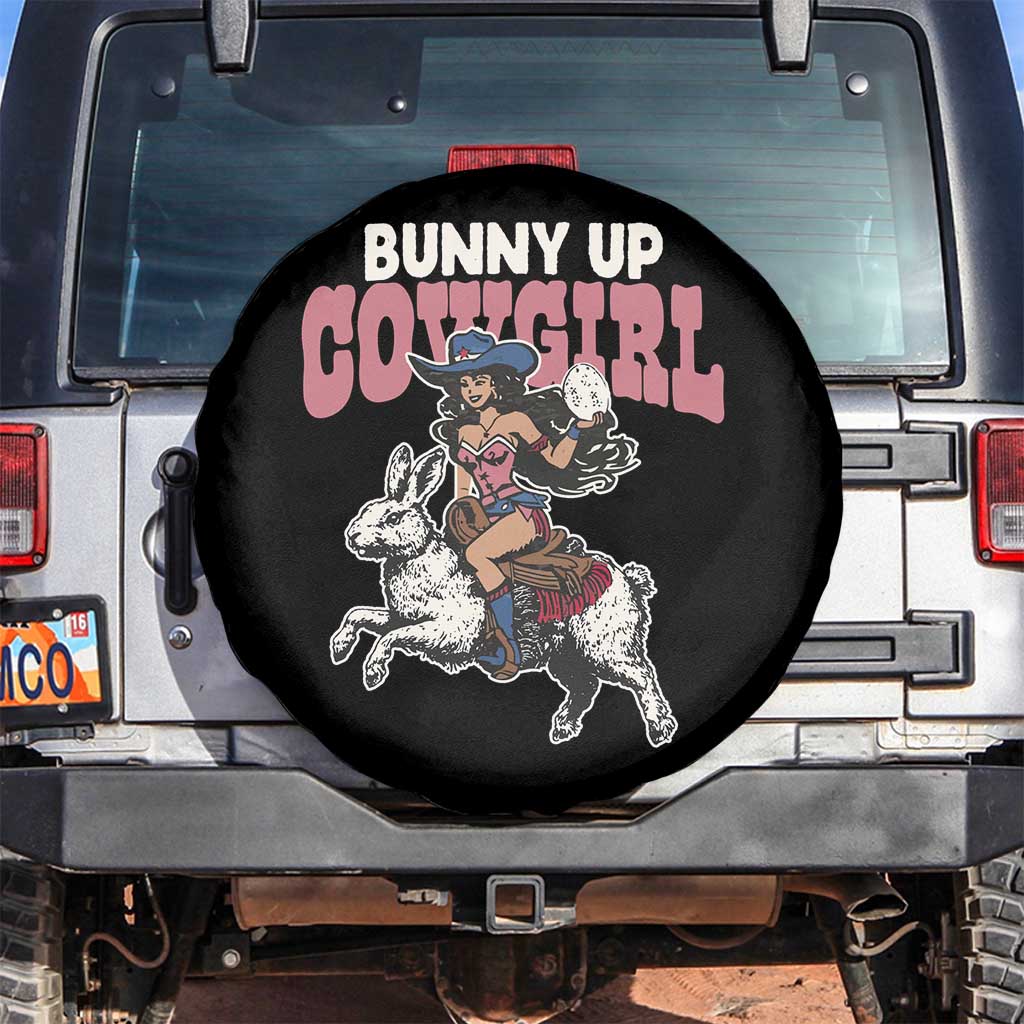 Funny Easter Day Western Spare Tire Cover Bunny Up Cowgirl Country Bunny TS11 No hole Black Print Your Wear