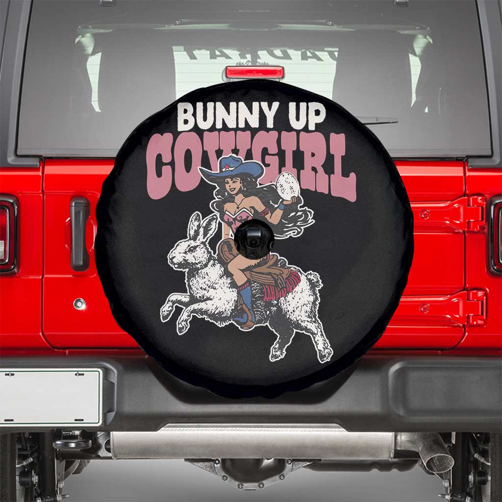 Funny Easter Day Western Spare Tire Cover Bunny Up Cowgirl Country Bunny TS11 Black Print Your Wear