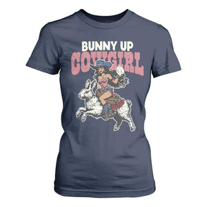 Funny Easter Day Western T Shirt For Women Bunny Up Cowgirl Country Bunny TS11 Navy Print Your Wear