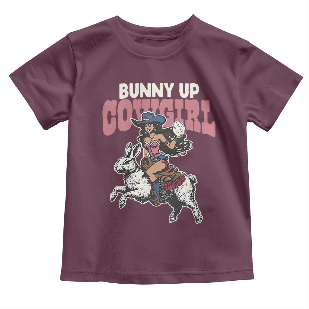 Funny Easter Day Western Toddler T Shirt Bunny Up Cowgirl Country Bunny TS11 Maroon Print Your Wear