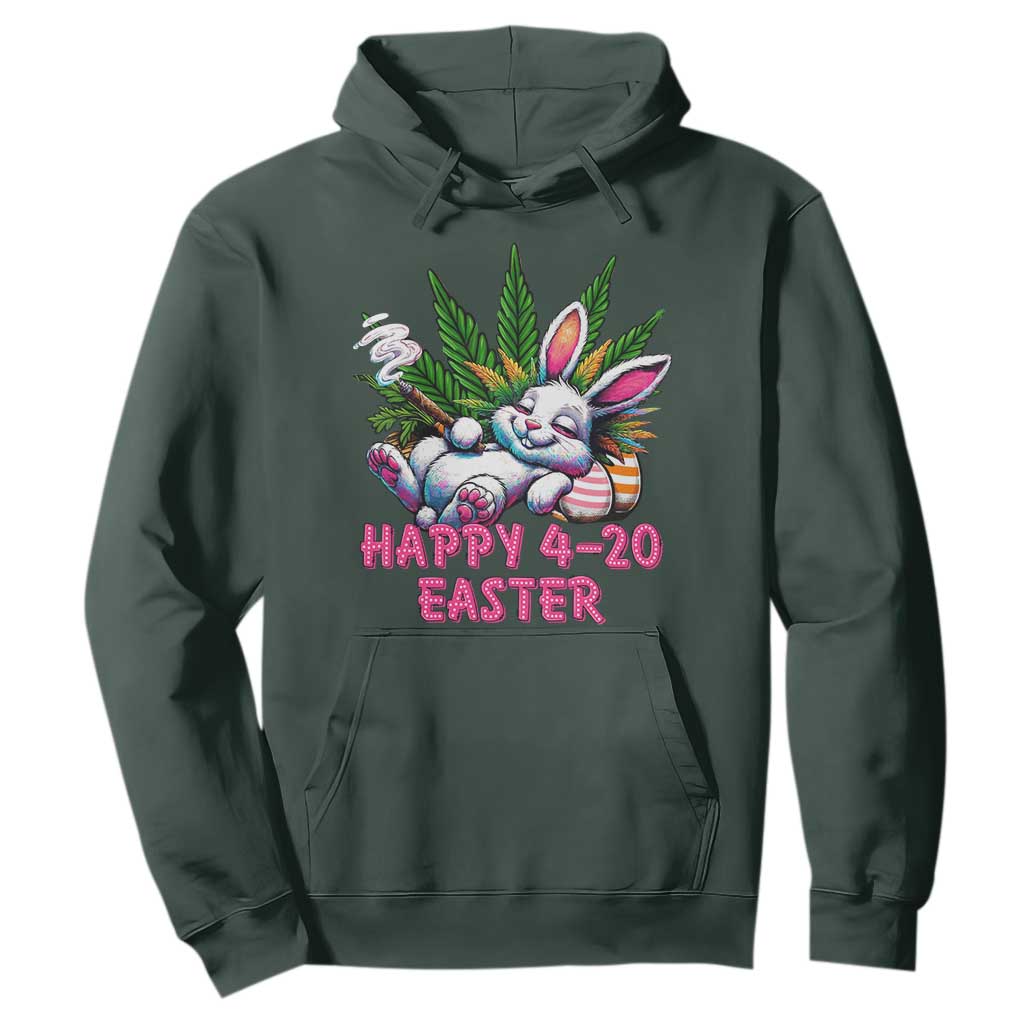 Funny Easter Day Cannabis Weed Hoodie Happy 420 Easter Bunny TS11 Dark Forest Green Print Your Wear