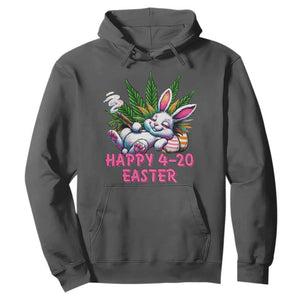 Funny Easter Day Cannabis Weed Hoodie Happy 420 Easter Bunny TS11 Dark Heather Print Your Wear