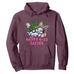 Funny Easter Day Cannabis Weed Hoodie Happy 420 Easter Bunny TS11 Maroon Print Your Wear