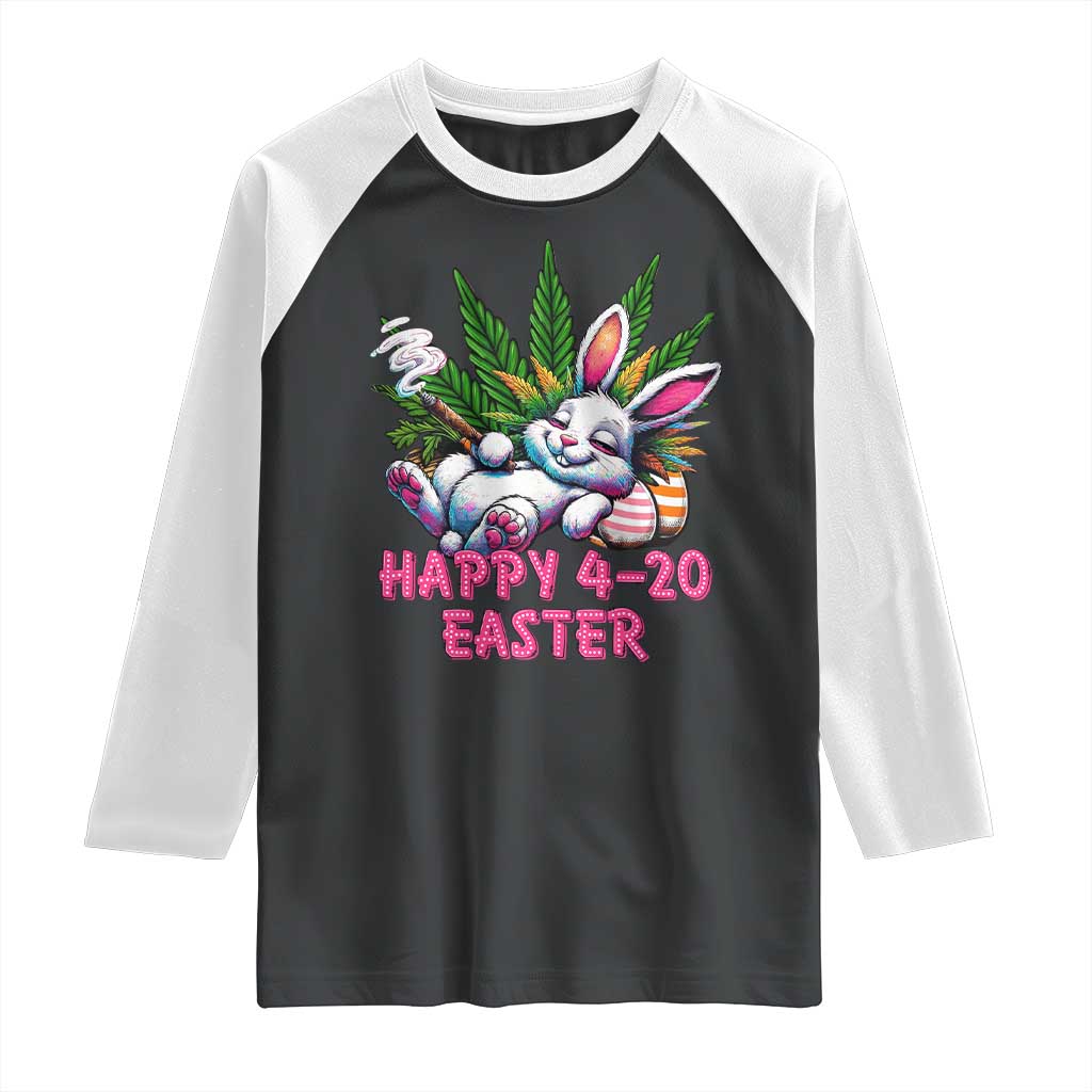 Funny Easter Day Cannabis Weed Raglan Shirt Happy 420 Easter Bunny TS11 Black White Print Your Wear