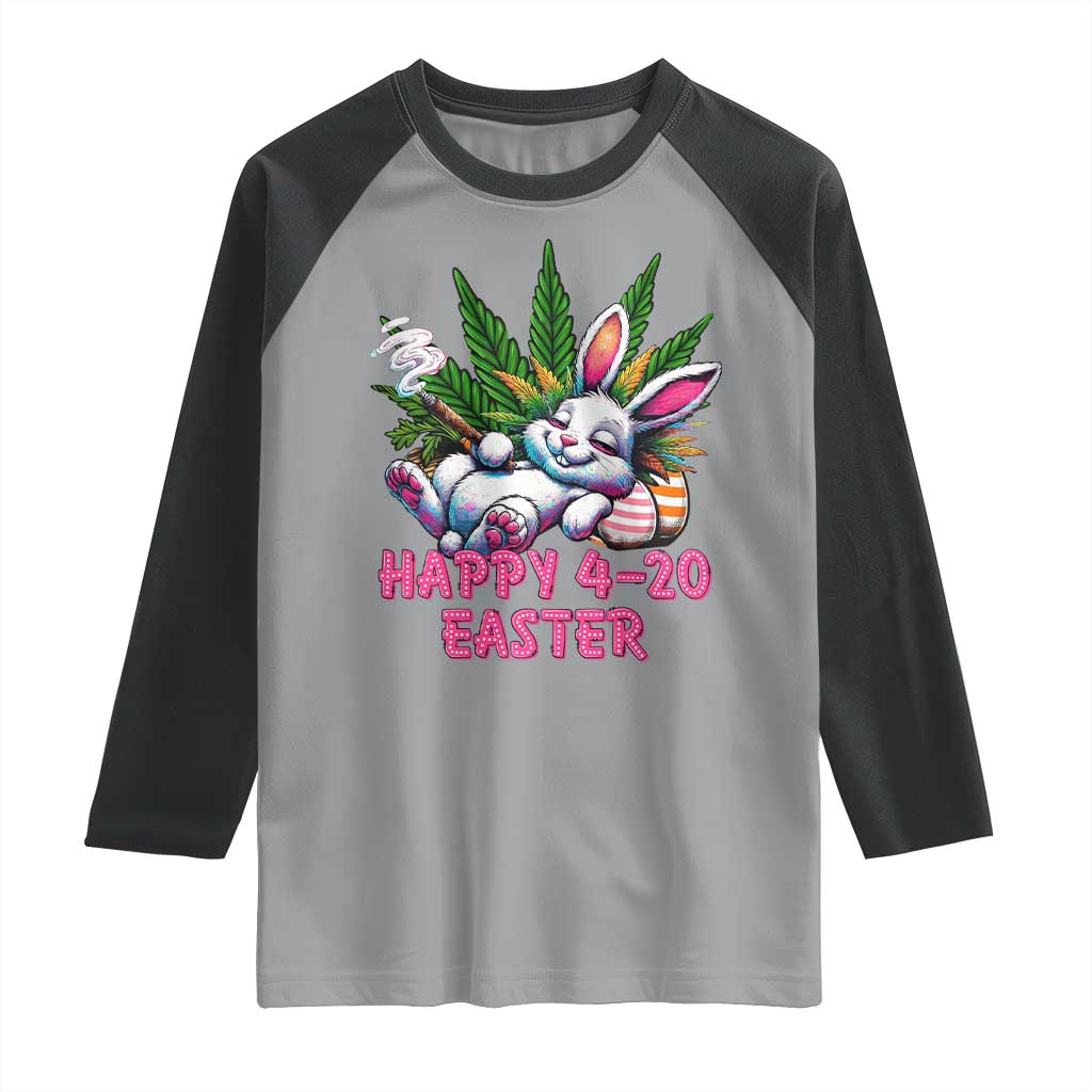 Funny Easter Day Cannabis Weed Raglan Shirt Happy 420 Easter Bunny TS11 Sport Gray Black Print Your Wear