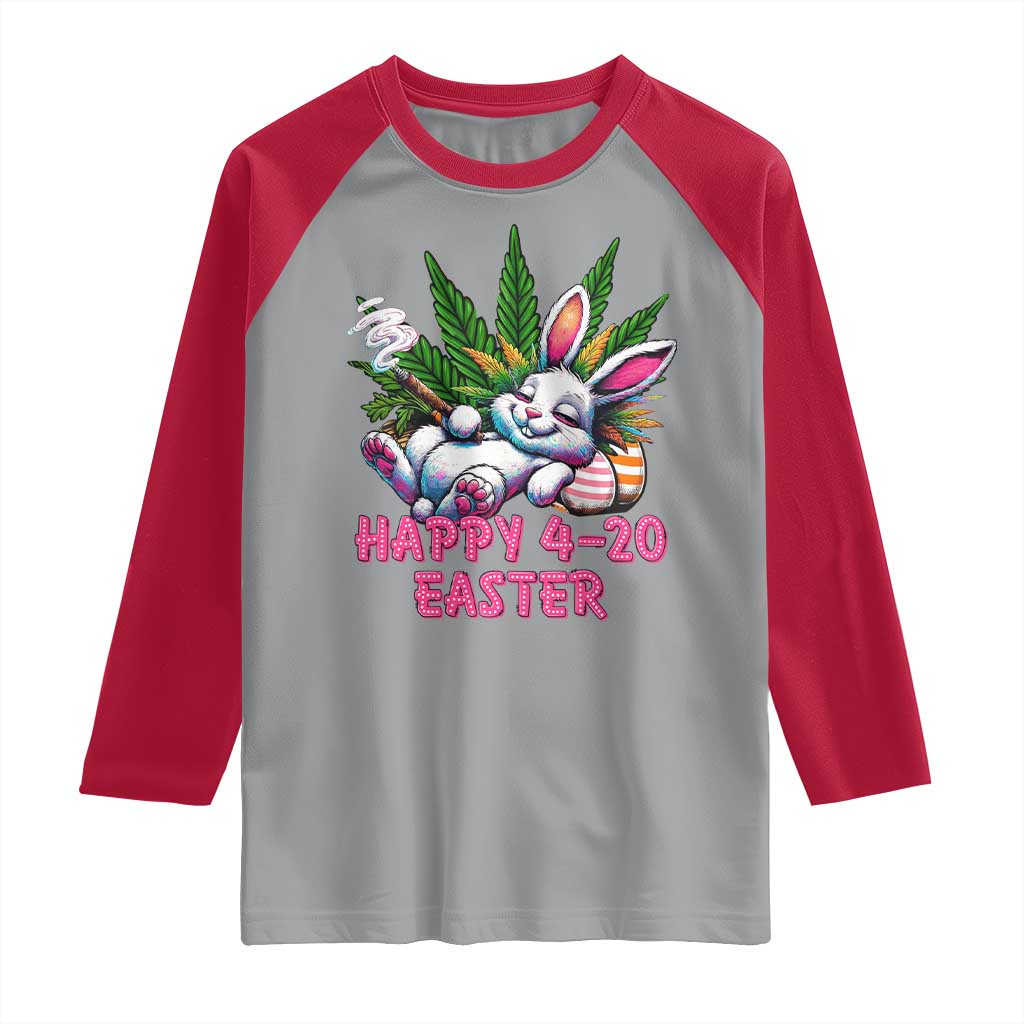 Funny Easter Day Cannabis Weed Raglan Shirt Happy 420 Easter Bunny TS11 Sport Gray Red Print Your Wear