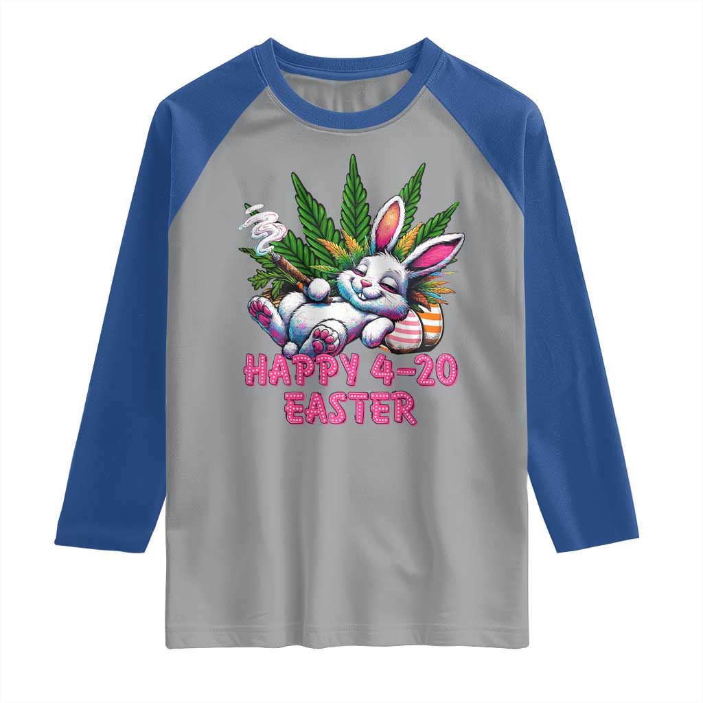 Funny Easter Day Cannabis Weed Raglan Shirt Happy 420 Easter Bunny TS11 Sport Gray Royal Print Your Wear
