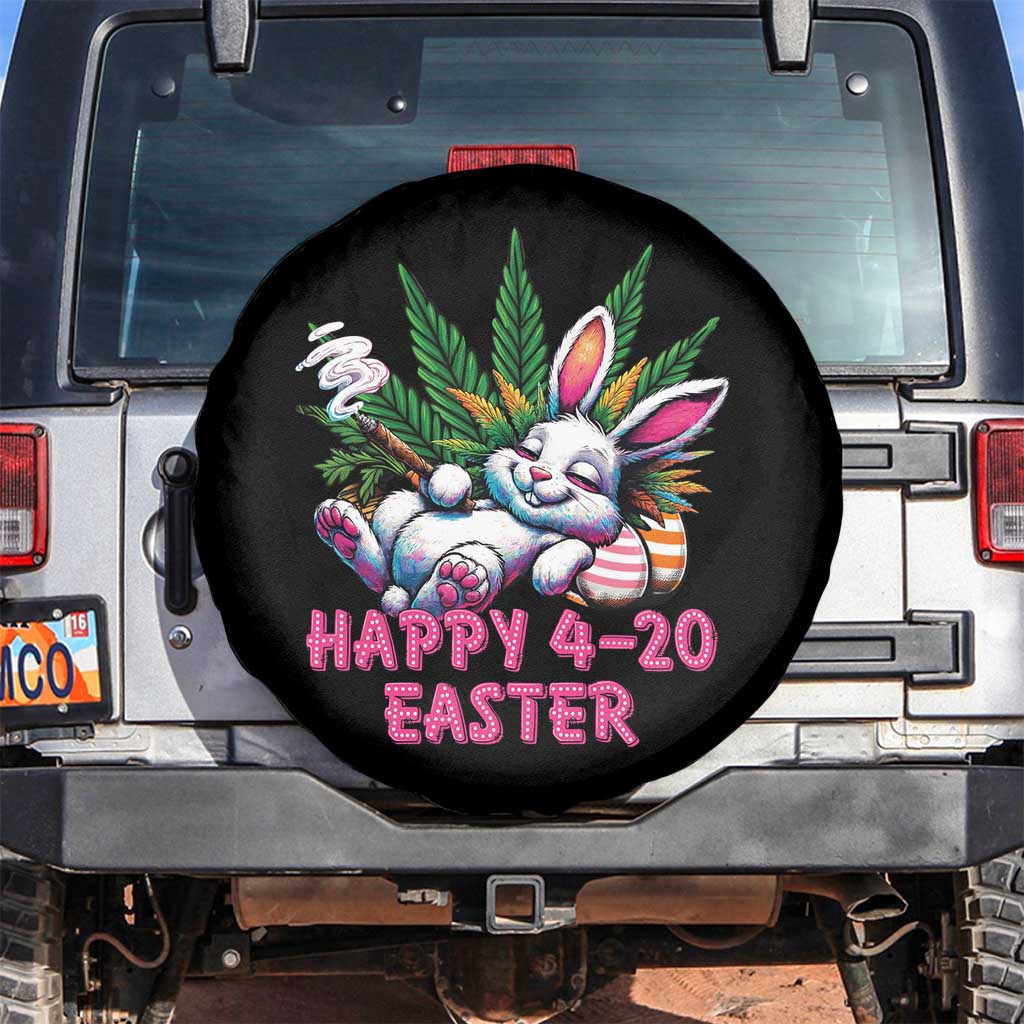 Funny Easter Day Cannabis Weed Spare Tire Cover Happy 420 Easter Bunny TS11 No hole Black Print Your Wear