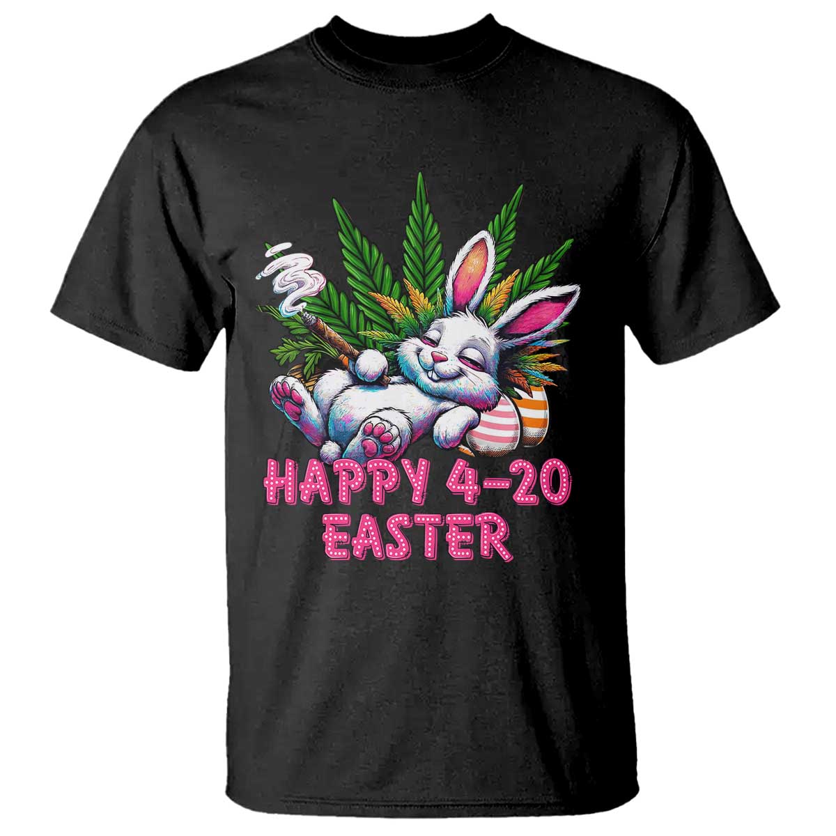 Funny Easter Day Cannabis Weed T Shirt Happy 420 Easter Bunny TS11 Black Print Your Wear