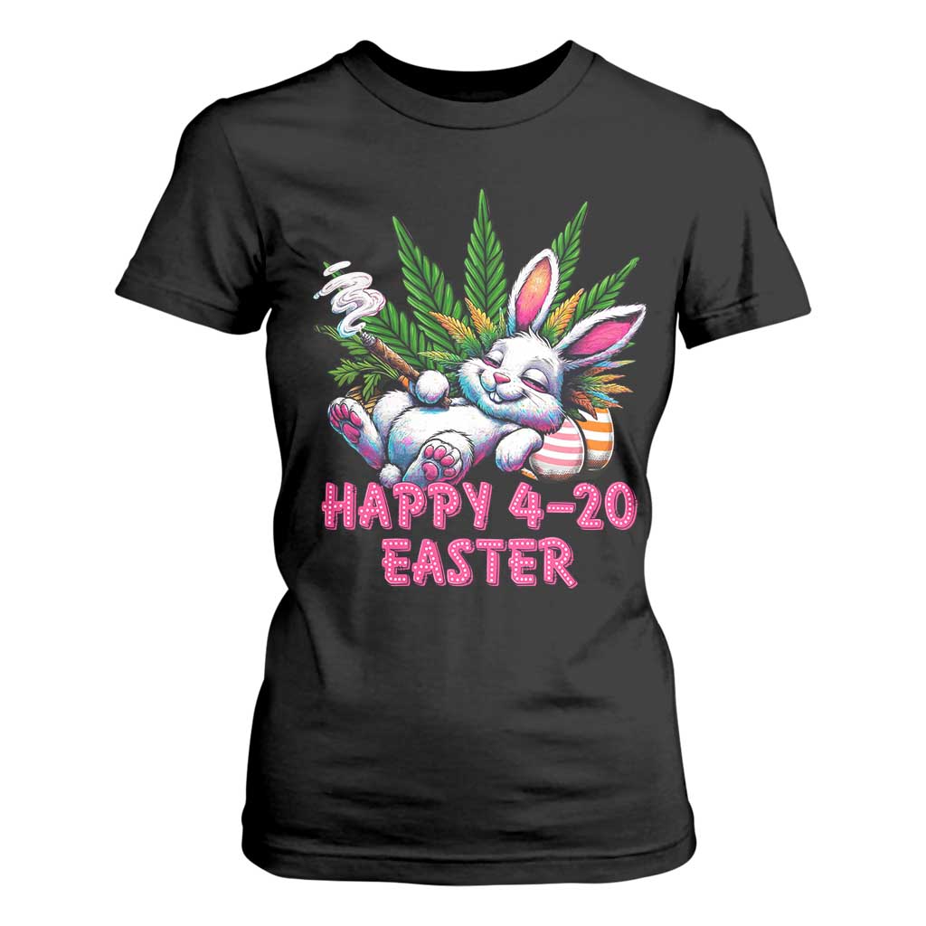 Funny Easter Day Cannabis Weed T Shirt For Women Happy 420 Easter Bunny TS11 Black Print Your Wear