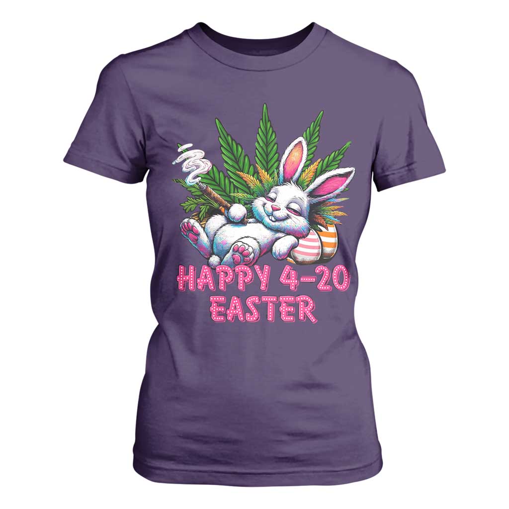 Funny Easter Day Cannabis Weed T Shirt For Women Happy 420 Easter Bunny TS11 Purple Print Your Wear