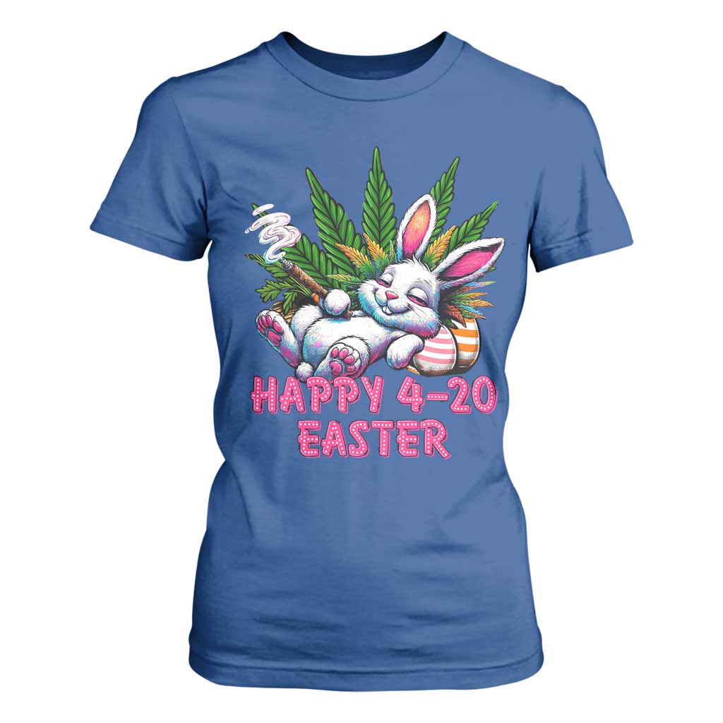 Funny Easter Day Cannabis Weed T Shirt For Women Happy 420 Easter Bunny TS11 Royal Blue Print Your Wear