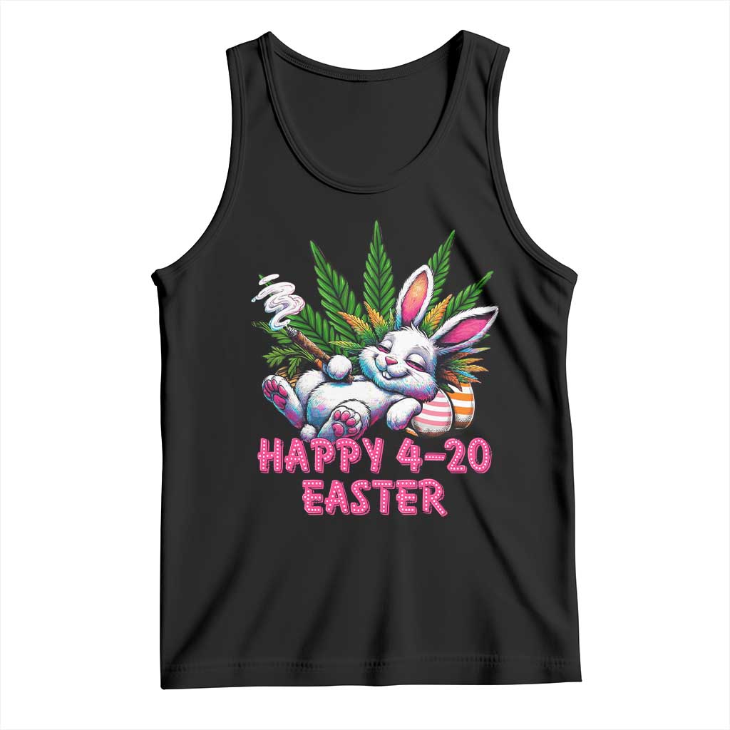 Funny Easter Day Cannabis Weed Tank Top Happy 420 Easter Bunny TS11 Black Print Your Wear