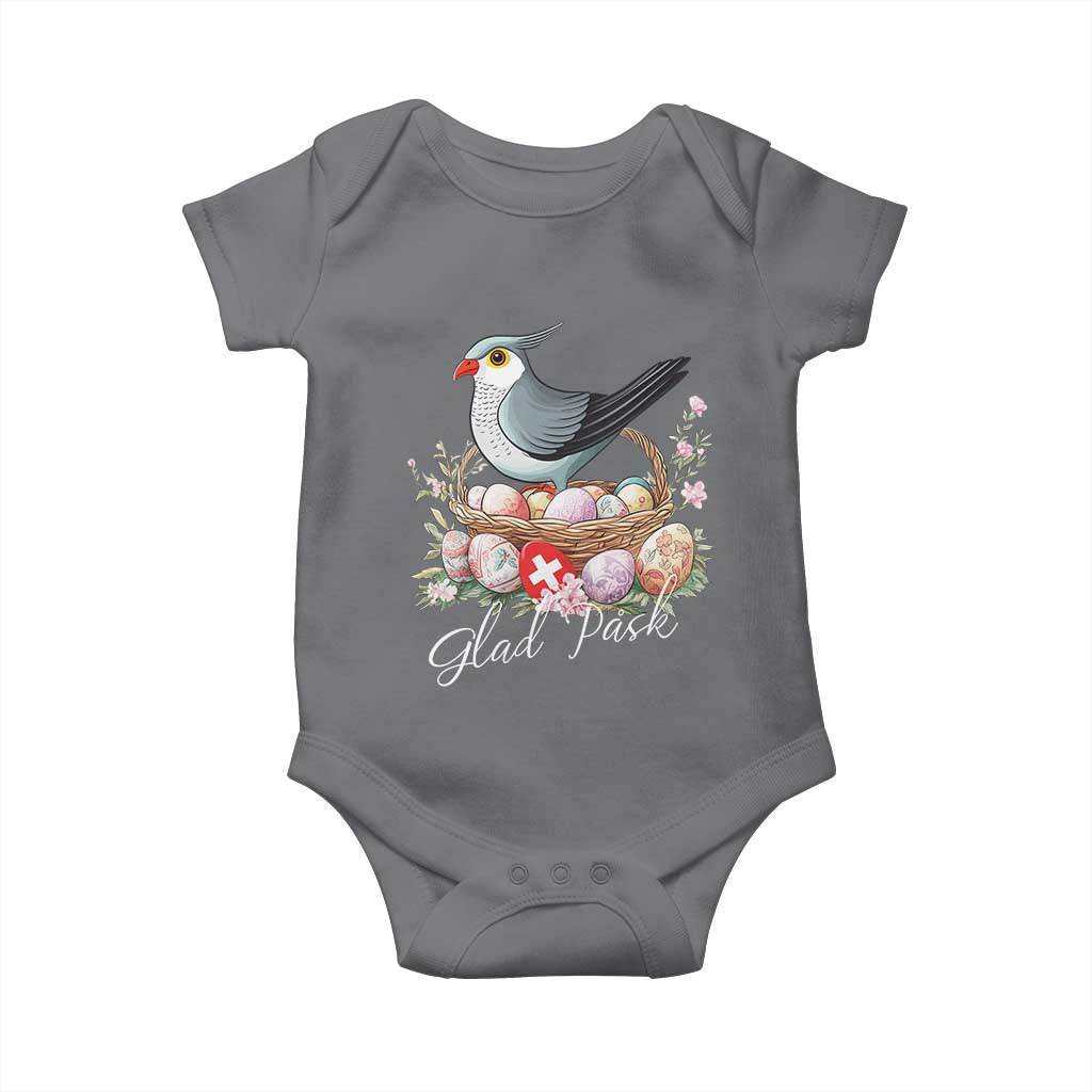 Funny Swedish Easter Day Baby Onesie Glad Pask Easter Eggs Cuckoo Bird TS11 Charcoal Print Your Wear