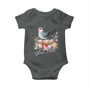 Funny Swedish Easter Day Baby Onesie Glad Pask Easter Eggs Cuckoo Bird TS11 Dark Heather Print Your Wear