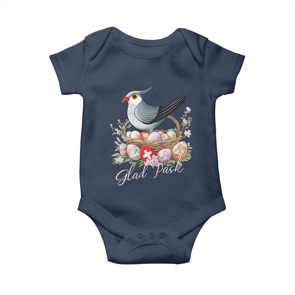 Funny Swedish Easter Day Baby Onesie Glad Pask Easter Eggs Cuckoo Bird TS11 Navy Print Your Wear