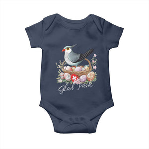 Funny Swedish Easter Day Baby Onesie Glad Pask Easter Eggs Cuckoo Bird TS11 Navy Print Your Wear