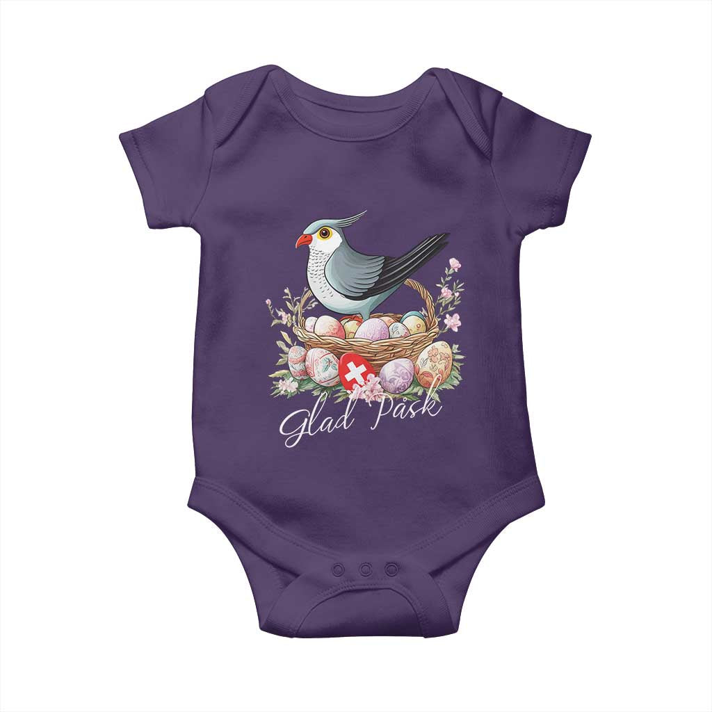 Funny Swedish Easter Day Baby Onesie Glad Pask Easter Eggs Cuckoo Bird TS11 Purple Print Your Wear