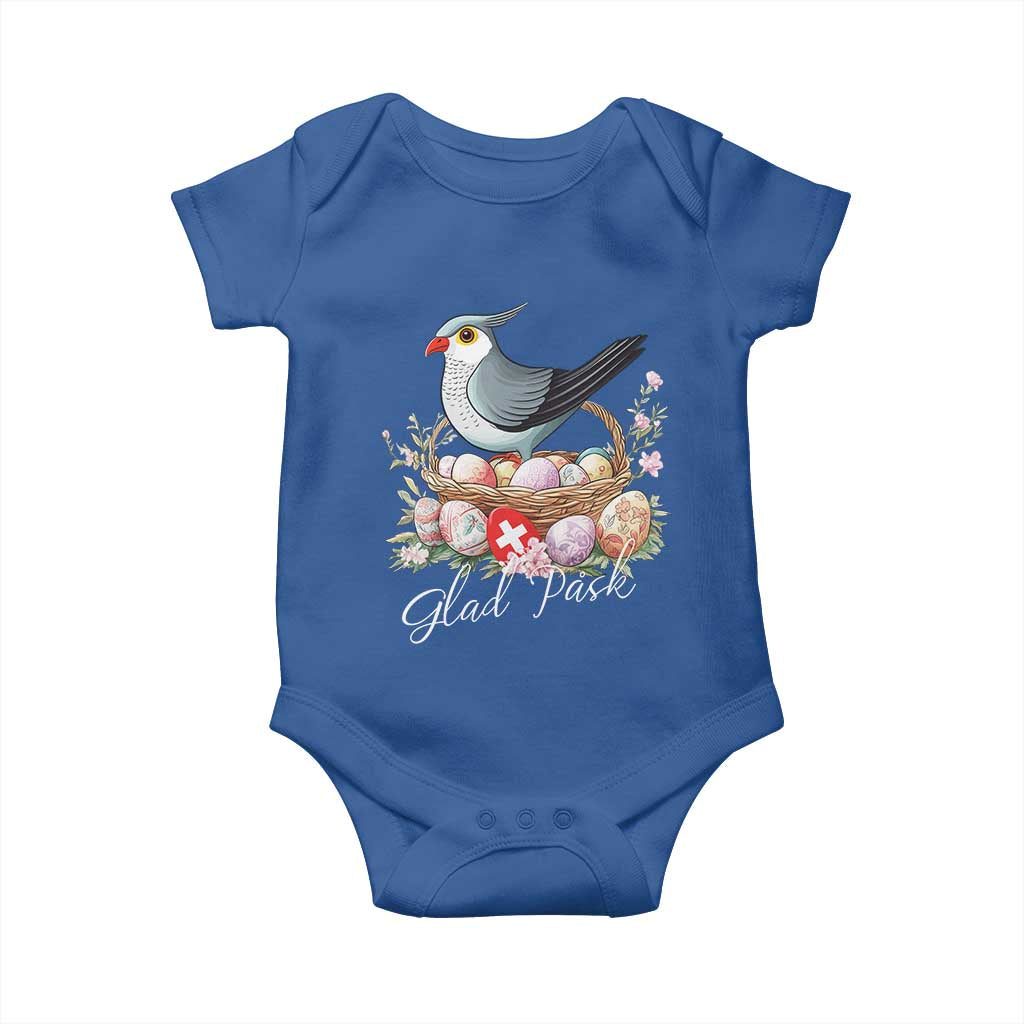 Funny Swedish Easter Day Baby Onesie Glad Pask Easter Eggs Cuckoo Bird TS11 Royal Blue Print Your Wear