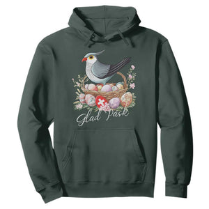 Funny Swedish Easter Day Hoodie Glad Pask Easter Eggs Cuckoo Bird TS11 Dark Forest Green Print Your Wear