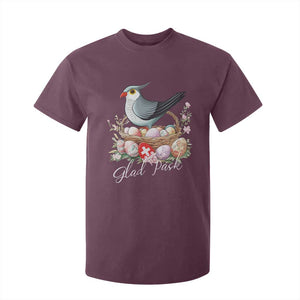 Funny Swedish Easter Day T Shirt For Kid Glad Pask Easter Eggs Cuckoo Bird TS11 Maroon Print Your Wear