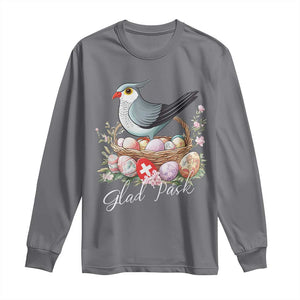 Funny Swedish Easter Day Long Sleeve Shirt Glad Pask Easter Eggs Cuckoo Bird TS11 Charcoal Print Your Wear