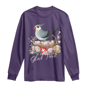 Funny Swedish Easter Day Long Sleeve Shirt Glad Pask Easter Eggs Cuckoo Bird TS11 Purple Print Your Wear