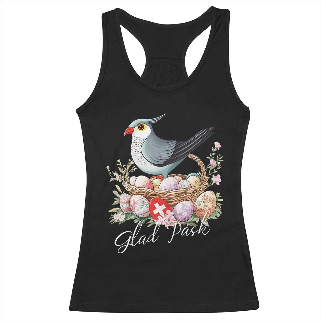 Funny Swedish Easter Day Racerback Tank Top Glad Pask Easter Eggs Cuckoo Bird TS11 Black Print Your Wear