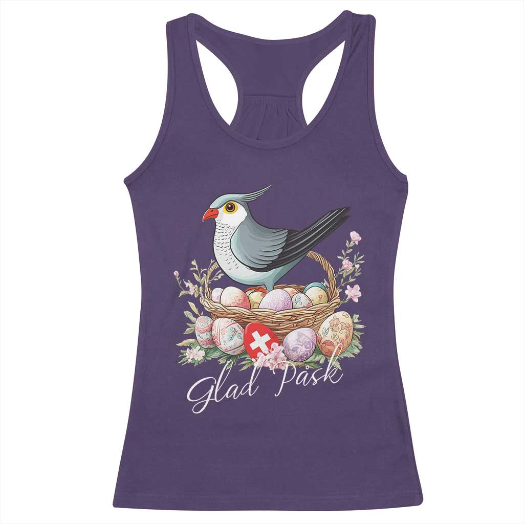 Funny Swedish Easter Day Racerback Tank Top Glad Pask Easter Eggs Cuckoo Bird TS11 Purple Print Your Wear