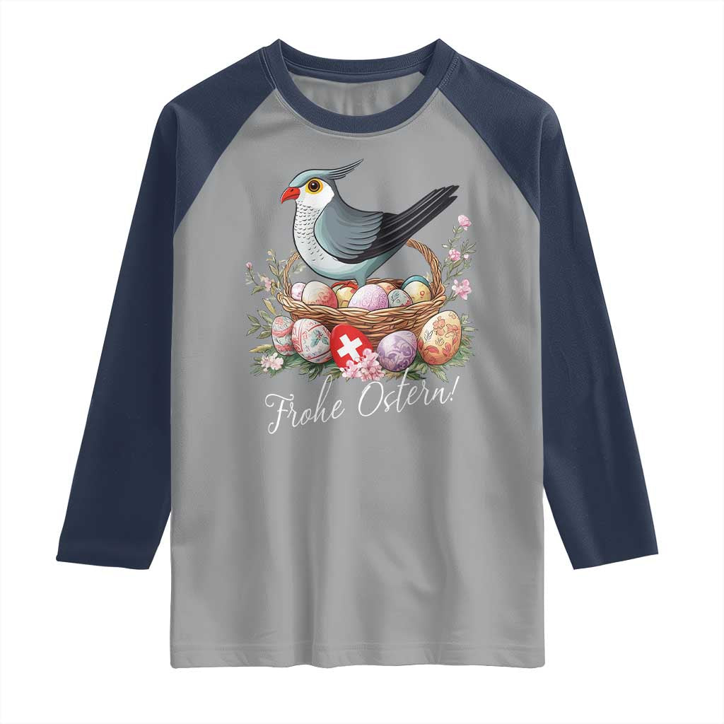 Funny Swedish Easter Day Raglan Shirt Glad Pask Easter Eggs Cuckoo Bird TS11 Sport Gray Navy Print Your Wear