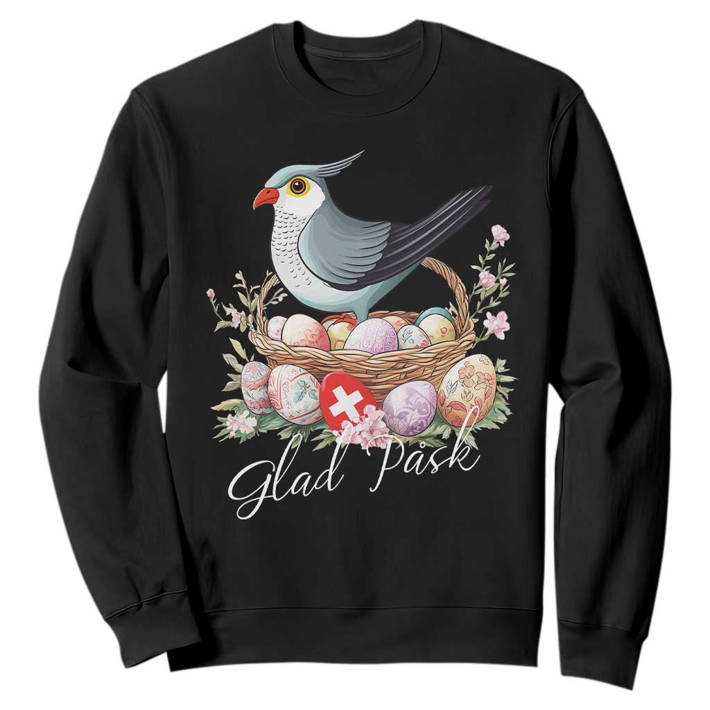 Funny Swedish Easter Day Sweatshirt Glad Pask Easter Eggs Cuckoo Bird TS11 Black Print Your Wear