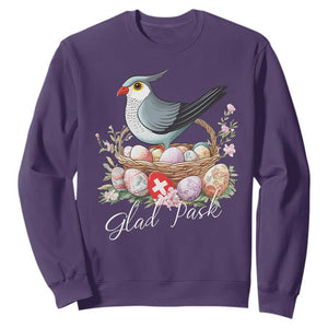 Funny Swedish Easter Day Sweatshirt Glad Pask Easter Eggs Cuckoo Bird TS11 Purple Print Your Wear