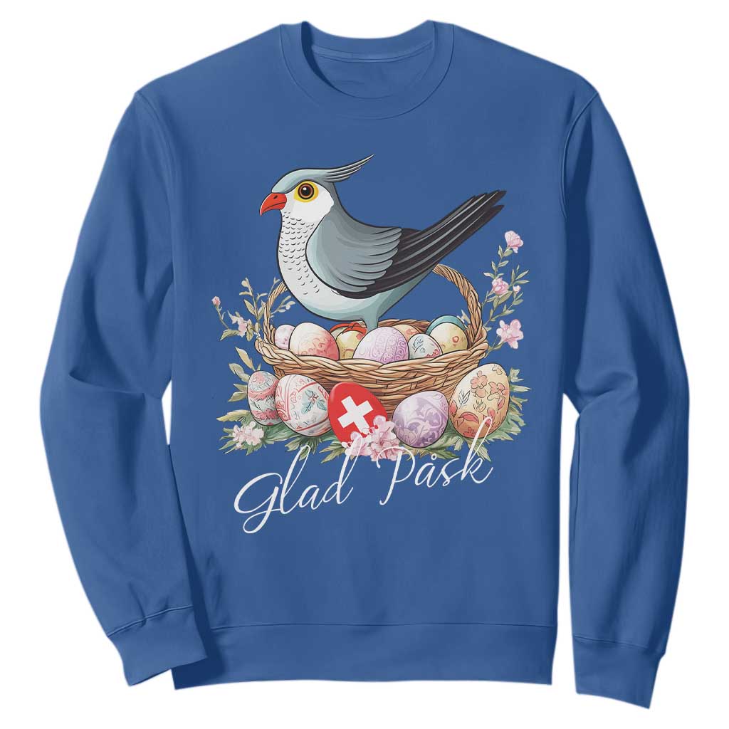Funny Swedish Easter Day Sweatshirt Glad Pask Easter Eggs Cuckoo Bird TS11 Royal Blue Print Your Wear