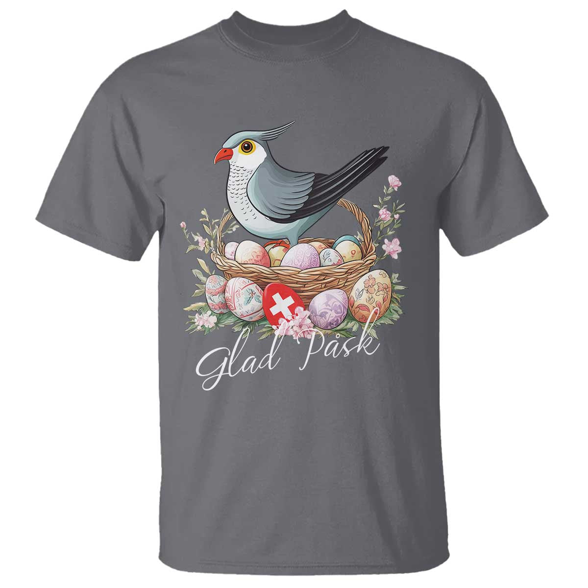 Funny Swedish Easter Day T Shirt Glad Pask Easter Eggs Cuckoo Bird TS11 Charcoal Print Your Wear