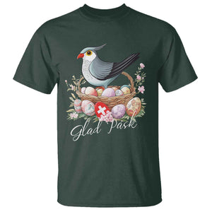 Funny Swedish Easter Day T Shirt Glad Pask Easter Eggs Cuckoo Bird TS11 Dark Forest Green Print Your Wear