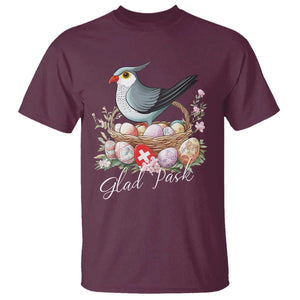 Funny Swedish Easter Day T Shirt Glad Pask Easter Eggs Cuckoo Bird TS11 Maroon Print Your Wear