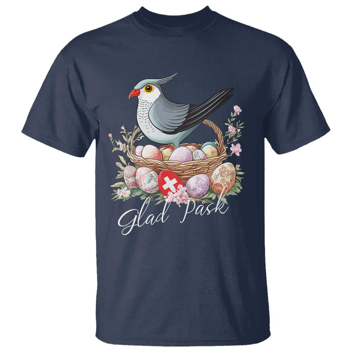 Funny Swedish Easter Day T Shirt Glad Pask Easter Eggs Cuckoo Bird TS11 Navy Print Your Wear