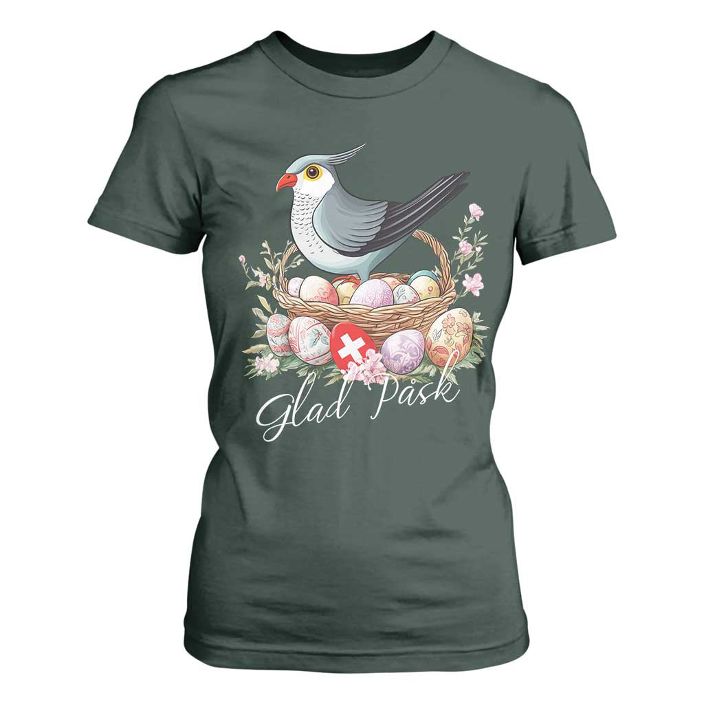 Funny Swedish Easter Day T Shirt For Women Glad Pask Easter Eggs Cuckoo Bird TS11 Dark Forest Green Print Your Wear