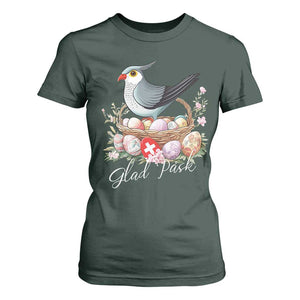 Funny Swedish Easter Day T Shirt For Women Glad Pask Easter Eggs Cuckoo Bird TS11 Dark Forest Green Print Your Wear