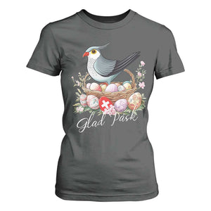 Funny Swedish Easter Day T Shirt For Women Glad Pask Easter Eggs Cuckoo Bird TS11 Dark Heather Print Your Wear