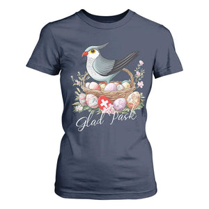 Funny Swedish Easter Day T Shirt For Women Glad Pask Easter Eggs Cuckoo Bird TS11 Navy Print Your Wear