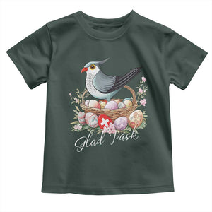 Funny Swedish Easter Day Toddler T Shirt Glad Pask Easter Eggs Cuckoo Bird TS11 Dark Forest Green Print Your Wear