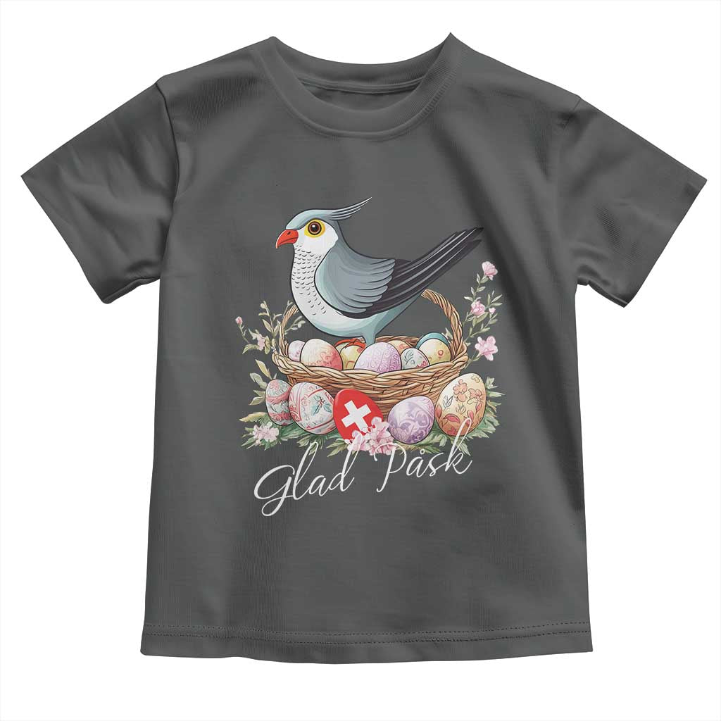 Funny Swedish Easter Day Toddler T Shirt Glad Pask Easter Eggs Cuckoo Bird TS11 Dark Heather Print Your Wear