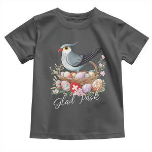 Funny Swedish Easter Day Toddler T Shirt Glad Pask Easter Eggs Cuckoo Bird TS11 Dark Heather Print Your Wear