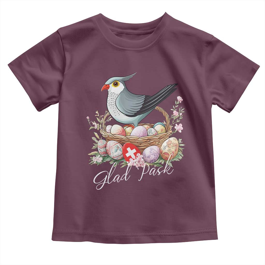 Funny Swedish Easter Day Toddler T Shirt Glad Pask Easter Eggs Cuckoo Bird TS11 Maroon Print Your Wear